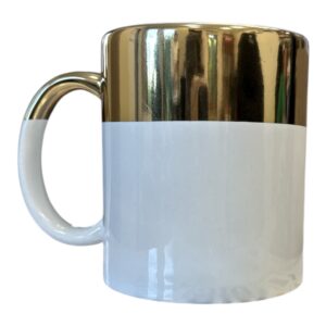 Fehér fényképes bögre aranyszínű sávval 11 oz
