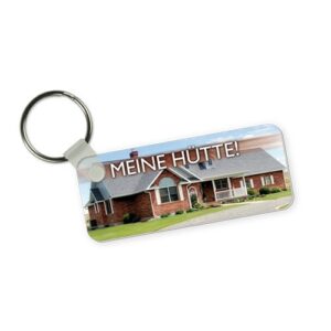 Egyedi kulcstartó fehér műanyag – téglalap – 30 x 75 x 2 mm