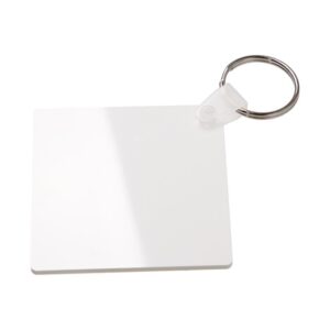 Egyedi kulcstartó fehér műanyag – szögletes – 57 x 57 x 2 mm